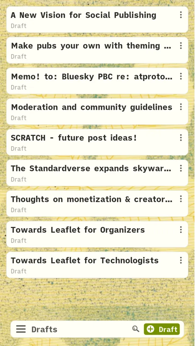 Leaflet Drafts page